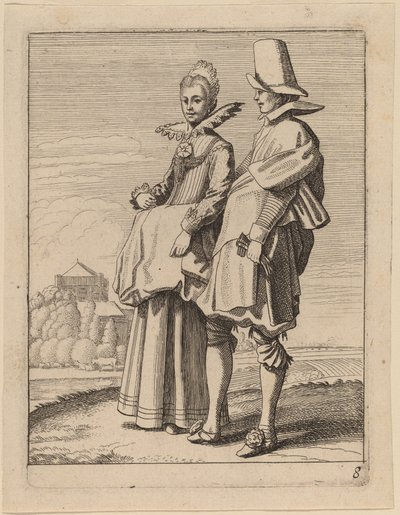 Zwei Figuren in Kostümen von Jan van de Velde II