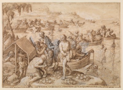 Perlentauchen, ca. 1596 von Jan van der Straet