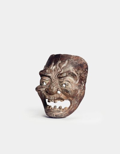 Eine hölzerne Gigaku-Maske von Japanese School