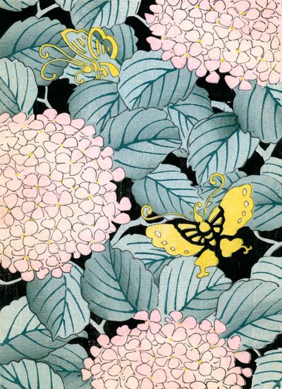 Hortensien und Schmetterlinge von Japanese School