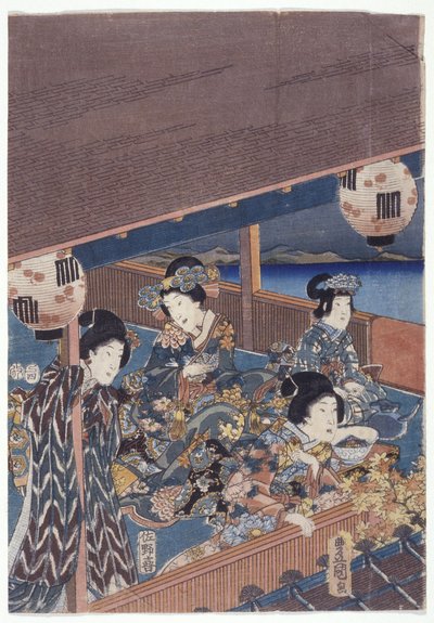 Teil des Genji-Triptychons von Japanese School