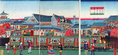 Zug in Yokohama, zweite Hälfte des neunzehnten Jahrhunderts von Japanese School