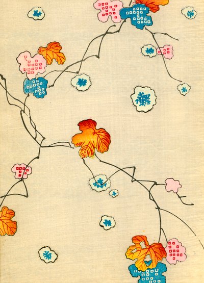 Holzschnitt von Herbstblättern von Japanese School
