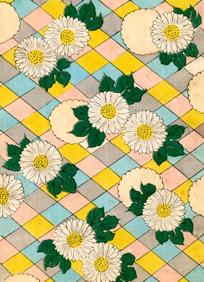 Farbholzschnitt von Chrysanthemenblüten von Japanese School