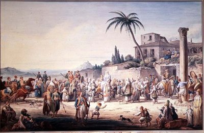 Eine Hochzeit in Athen, ca. 1776 von Jean Baptiste Hilair