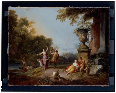 Nymphen und Satyrn in einer Flusslandschaft von Jean Baptiste Lallemand
