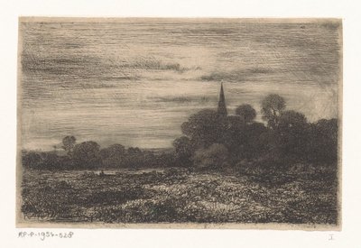 Landschaft mit Kirchturm von Jean Alexis Achard