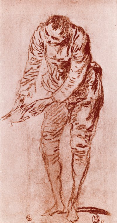 Eine Studie in Sanguine, 1913 von Jean Antoine Watteau