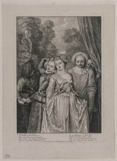 Die Kleidung ist italienisch von Jean Antoine Watteau