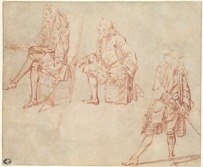 Drei Studien eines Gentlemans von Jean Antoine Watteau