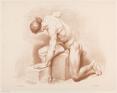 Sitzender nackter Mann von Jean Augustin Daiwaille