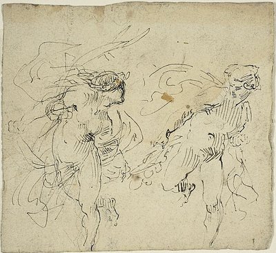 Zwei laufende männliche Figuren von Jean Baptiste Carpeaux