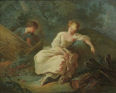 Junges Paar in einer Landschaft von Jean Baptiste Huet