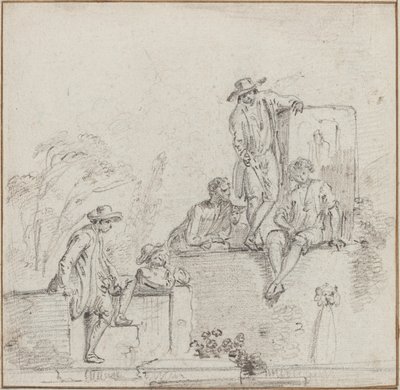 Figuren, die um einen Brunnen sitzen von Jean Baptiste Lallemand