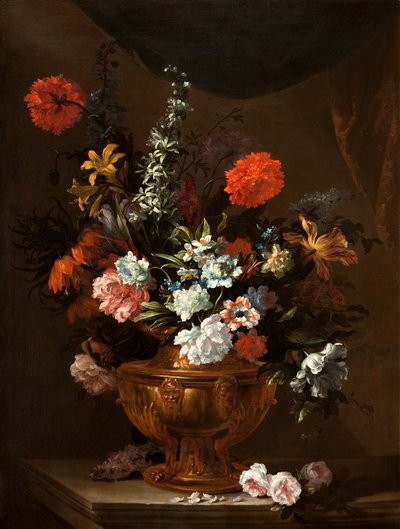 Blumen in einer skulptierten Vase von Jean Baptiste Monnoyer