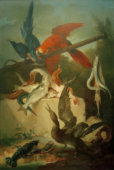 Fische, Seevögel und Papageien von Jean Baptiste Oudry