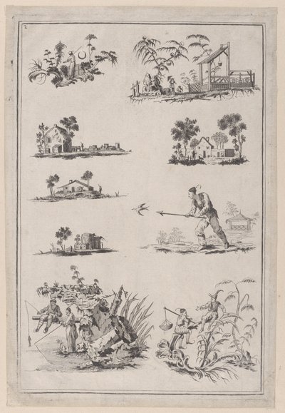 Chinoiserie-Ornamente, ca. 1760-85 von Jean Baptiste Pillement