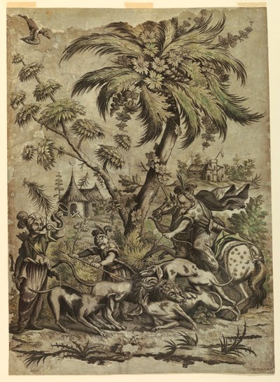 Löwenjagd von Jean Baptiste Scotin I