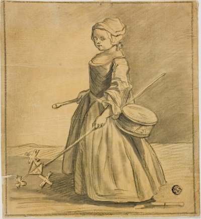Mädchen spielt mit Trommel von Jean Baptiste Simeon Chardin