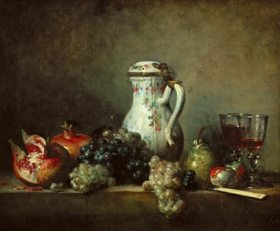 Trauben und Granatäpfel von Jean Baptiste Simeon Chardin
