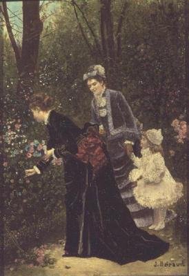 Junge Frauen beim Blumenpflücken, 1885 von Jean Beraud