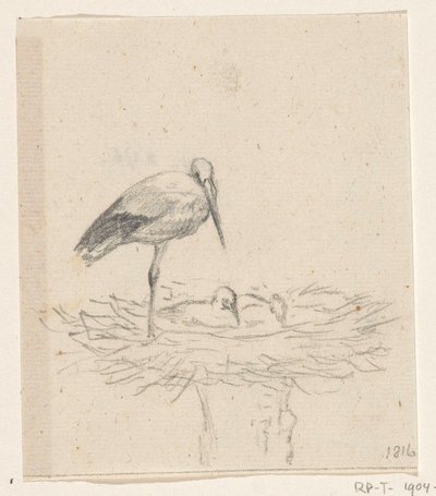 Storch auf dem Nest von Jean Bernard