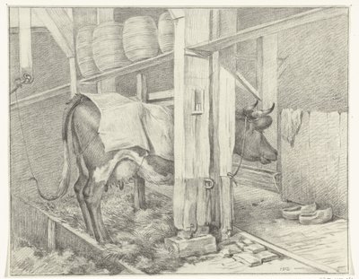 Stehende Kuh mit einer Decke von Jean Bernard