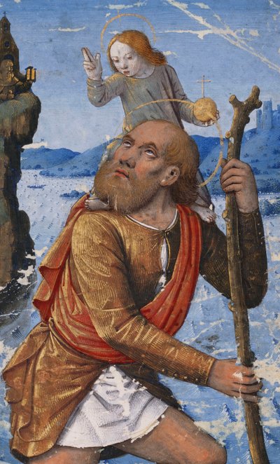 Heiliger Christophorus, ca. 1490-1500 von Jean Bourdichon