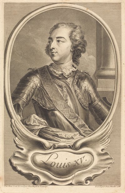 Ludwig XV. von Jean Daullé after Jean Baptiste Lemoyne II