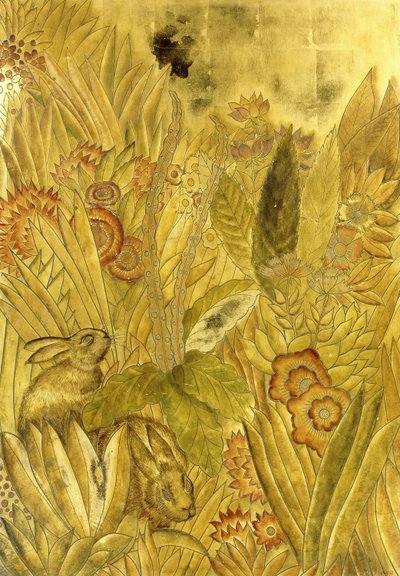 Kaninchen und Blumen; Lapins et Fleurs von Jean Dunand