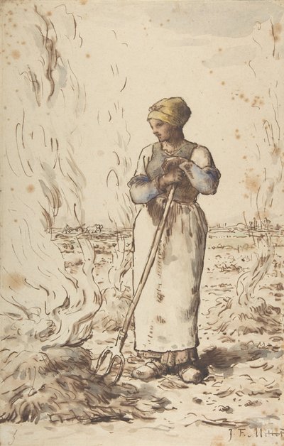 Eine Frau verbrennt Unkraut von Jean Francois Millet