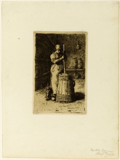 Eine Frau beim Buttern von Jean Francois Millet