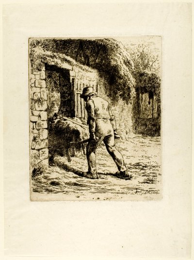 Bauer mit Schubkarre von Jean Francois Millet