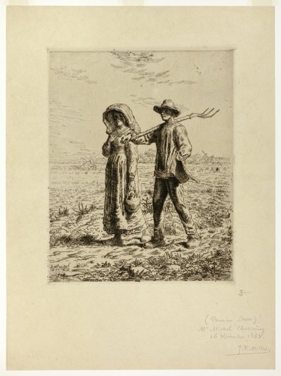 Bauern auf dem Weg zur Arbeit von Jean Francois Millet