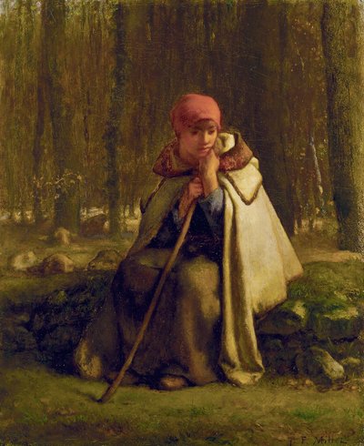 Sitzende Schäferin, ca. 1852 von Jean Francois Millet