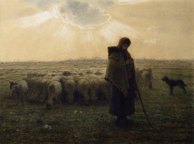 Die Schäferin und ihre Herde, 1862-67 von Jean Francois Millet