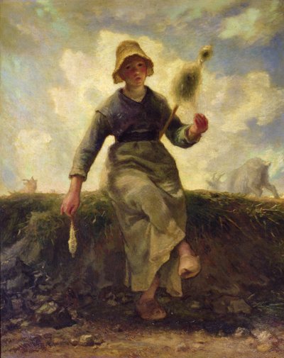 Die Spinnerin, Ziegenhirtin der Auvergne von Jean Francois Millet