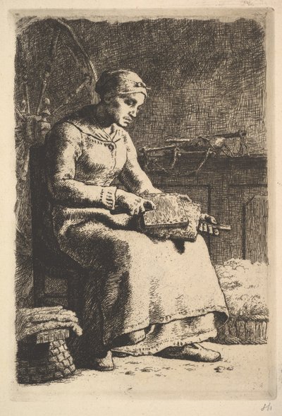 Die Wollkämmerin, 1834-75 von Jean Francois Millet