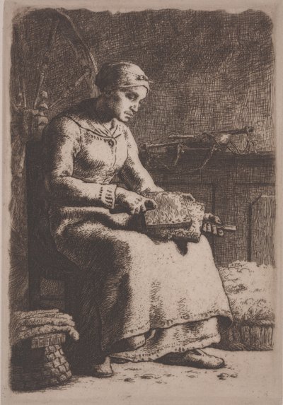 Der Wollkämmer, ca. 1856 von Jean Francois Millet