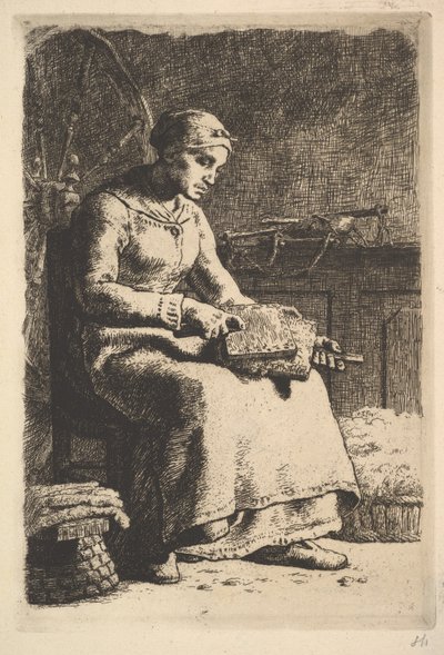 Der Wollkämmer, ca. 1855-56 von Jean Francois Millet