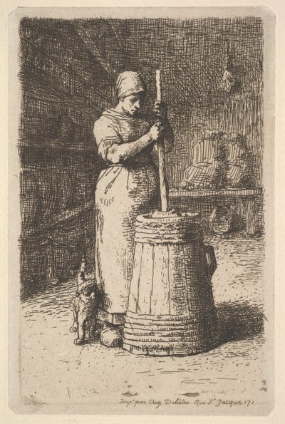 Frau beim Butterrühren, 1855-56 von Jean Francois Millet
