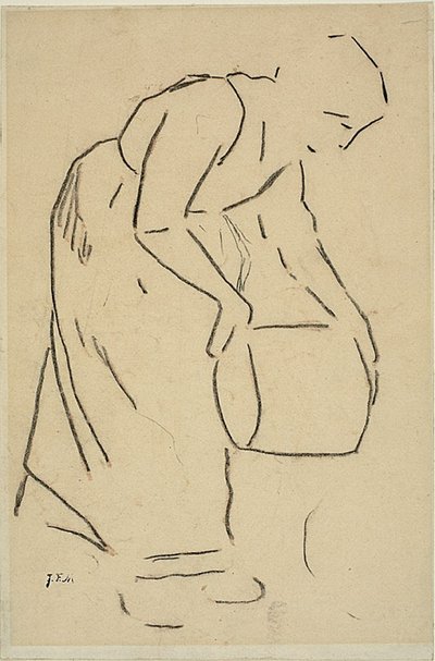 Frau, die einen Eimer leert von Jean Francois Millet