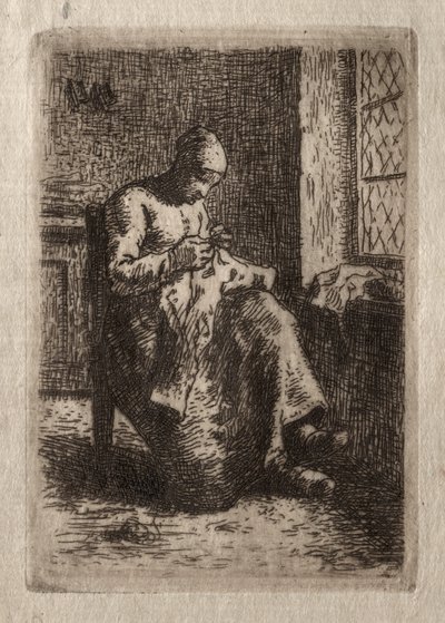 Frau beim Nähen von Jean Francois Millet