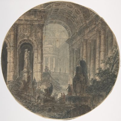Architektonische Fantasie, 18. Jahrhundert von Jean Henri Alexandre Pernet.