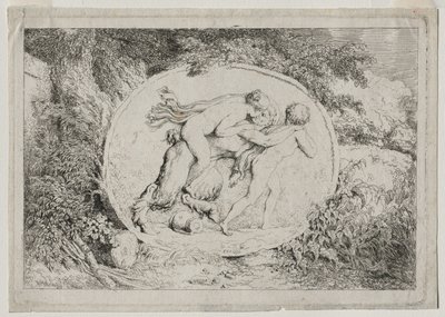 Bacchanalien: Nymphe reitet auf einem Satyr von Jean Honore Fragonard