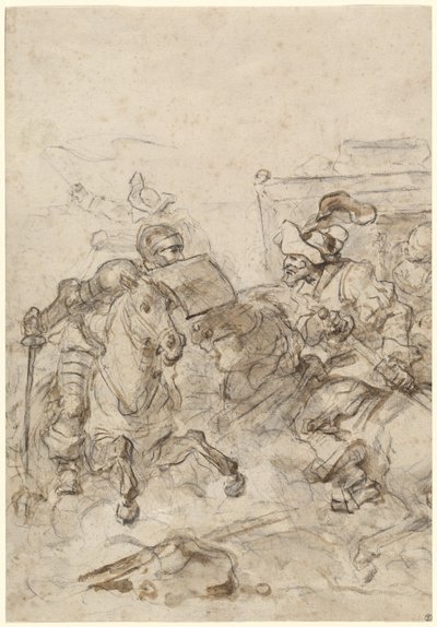 Don Quixote greift den Biscayaner an von Jean Honore Fragonard