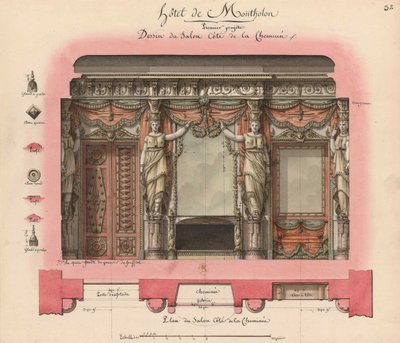 Hôtel Montholon. Entwurf eines Salons, 1786 von Jean Jacques Lequeu