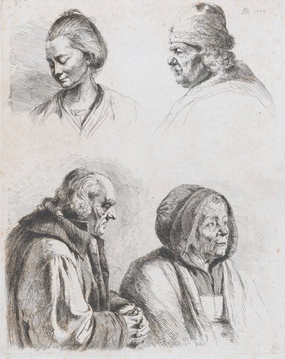 Studie von vier Köpfen, 1770 von Jean Jacques de Boissieu