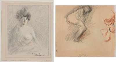 Kurtisane (recto) Figurenskizzen (verso) von Jean Louis Forain