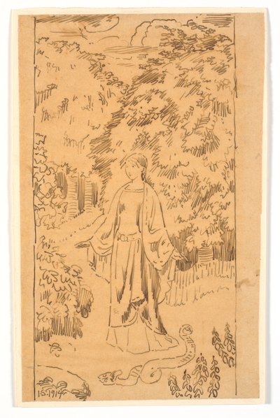 Kalke mit Volksliedmotiv (Die Jungfrau im Schlangenkleid) von Joakim Frederik Skovgaard